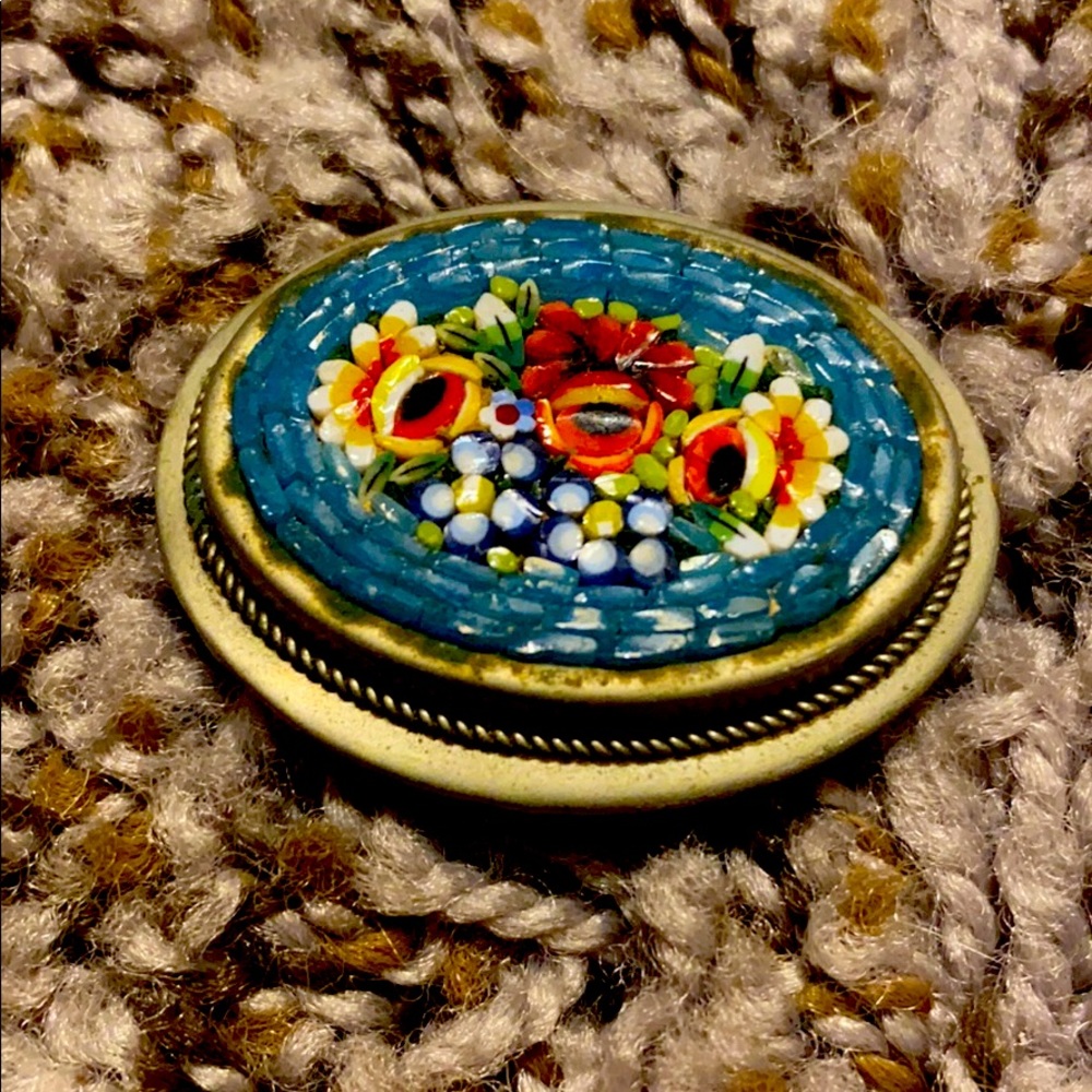 Beautiful Vintage Mini Mosaic Pin Made in Italy